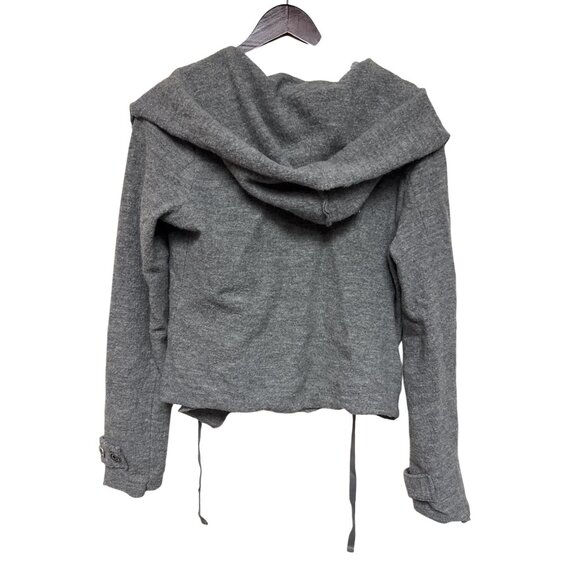 Free People Women's Sweater Hooded Cinch Front Wool Grey Cardigan Size Medium - Picture 7 of 12